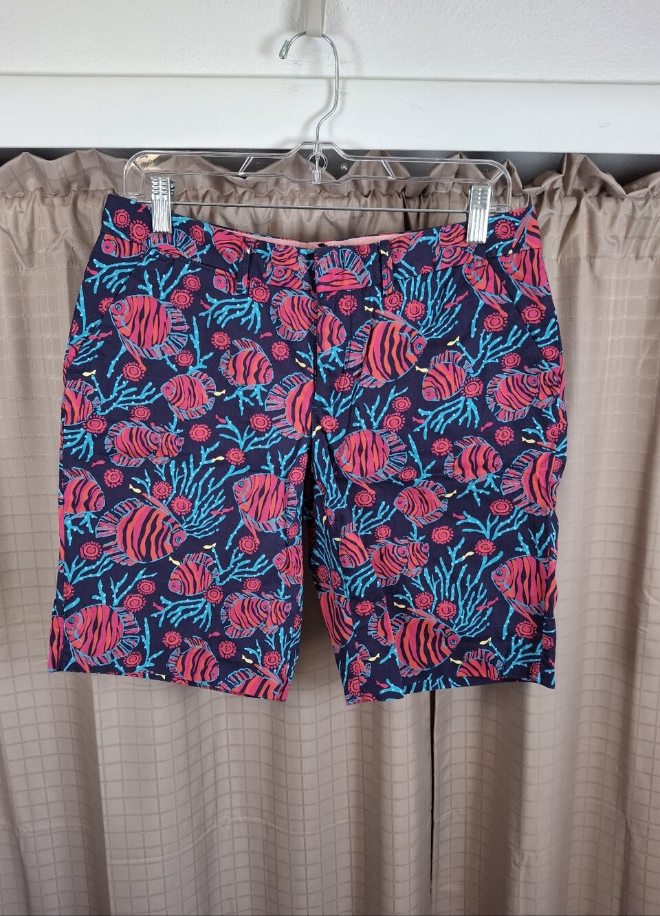 Lilly Pulitzer Avenue Shorts "Jammin" Fish Pattern Blue Pink Size 4